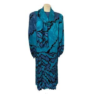 Umi Collections by Anne Crimmins Vintage Blue/Black Dress Size 10